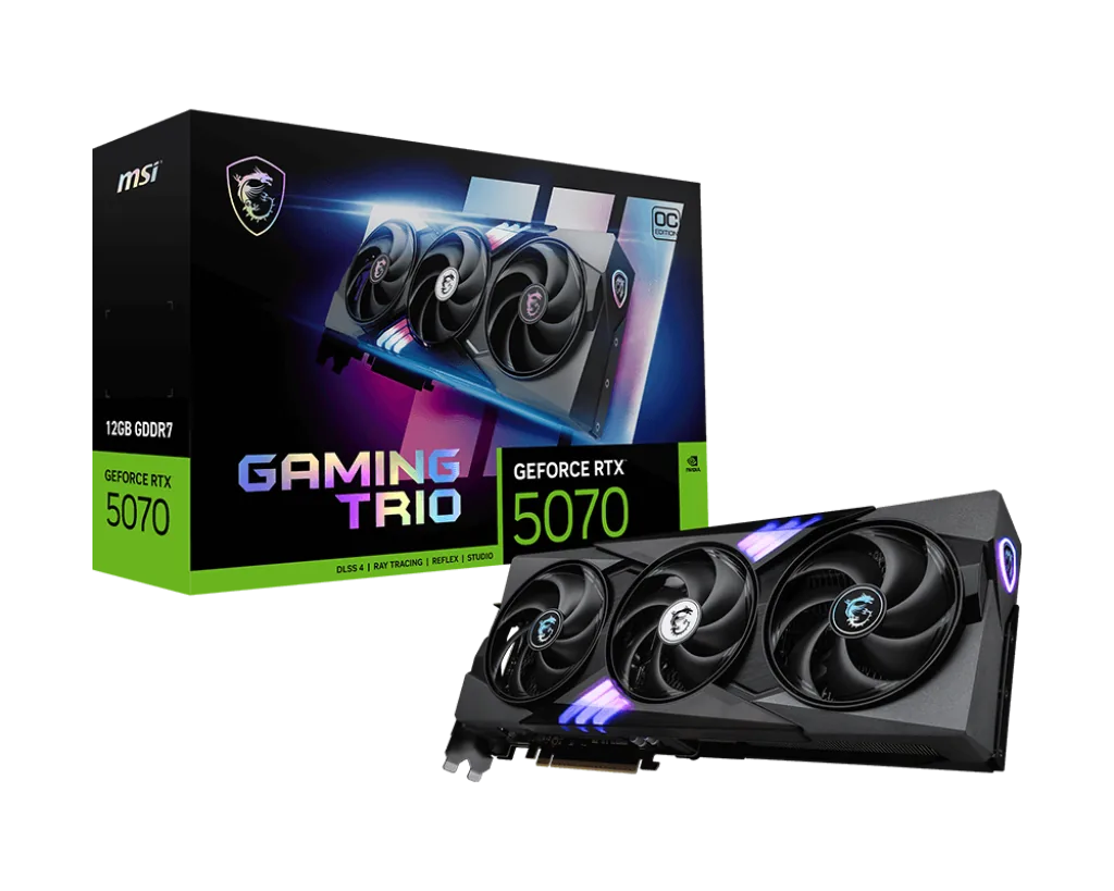 MSI NVIDIA GeForce RTX 5070 12G GAMING TRIO OC Graphic card, 12GB GDDR7, 28 Gbps 192-bit, 6144 CUDA Core Units, 2625 MHz Extreme Boost, DLSS4 | 912-V532-019