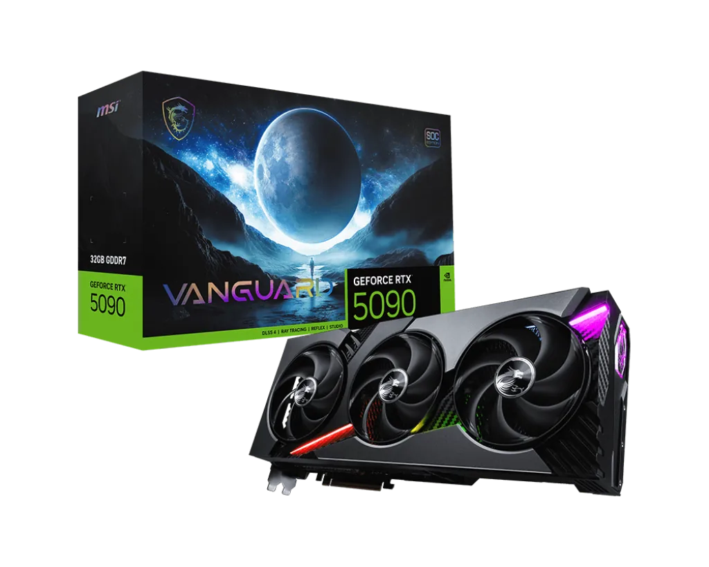 MSI NVIDIA GeForce RTX 5090 32G VANGUARD SOC Graphic card, 32GB GDDR7, 28 Gbps 512bit, 21760 CUDA CORES Units, 2527 MHz Extreme Boost, Blackwell Architecture | 912-V530-027