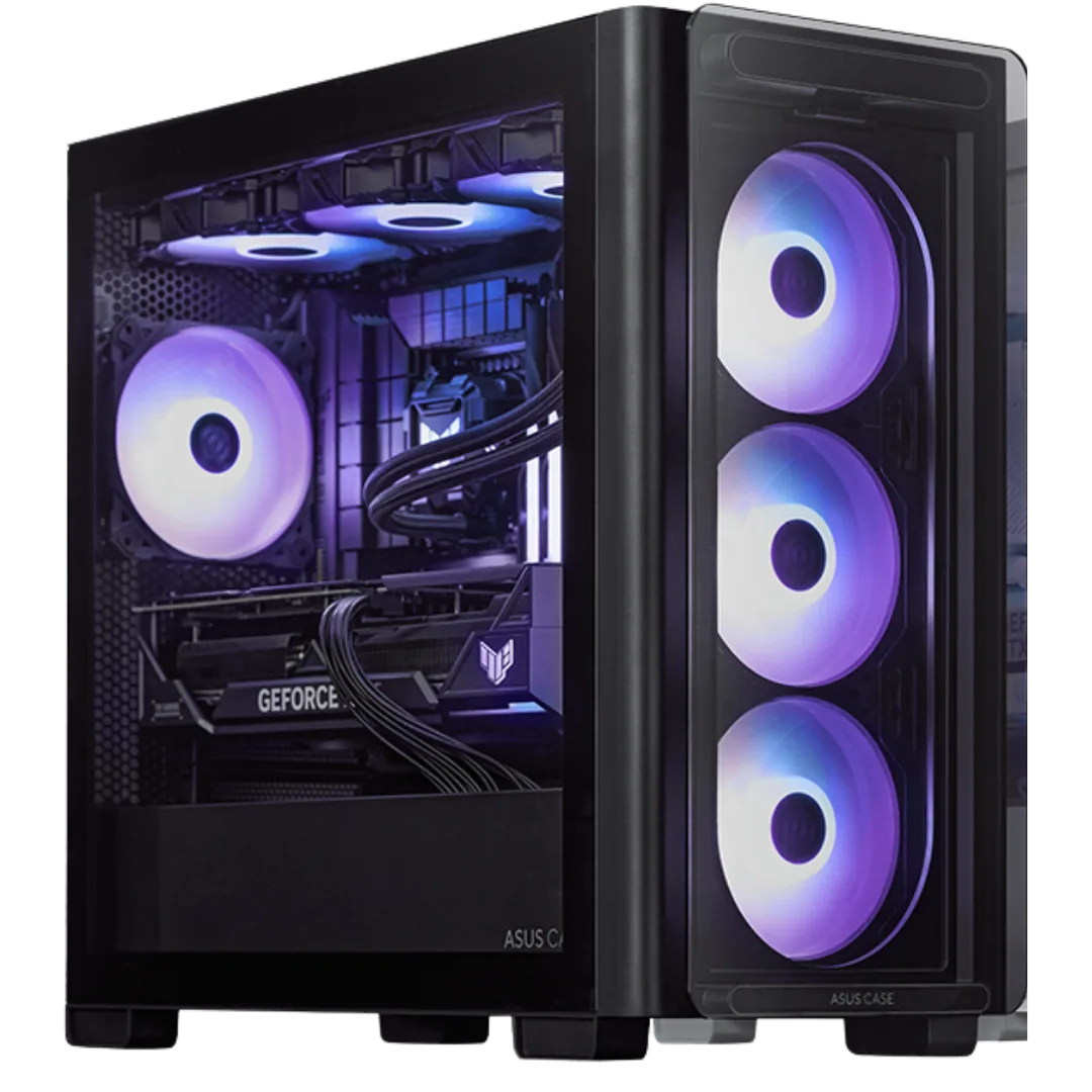 AMD Gaming PC Powered By ASUS, AMD Ryzen 7 9800X3D, 8 Cores, 16 Threads, RX 9070, AMD Radeon 16GB GDDR6, 64GB (2x32GB) RAM, 1TB NV3 NVMe, AIO LCD Cooler, 850W