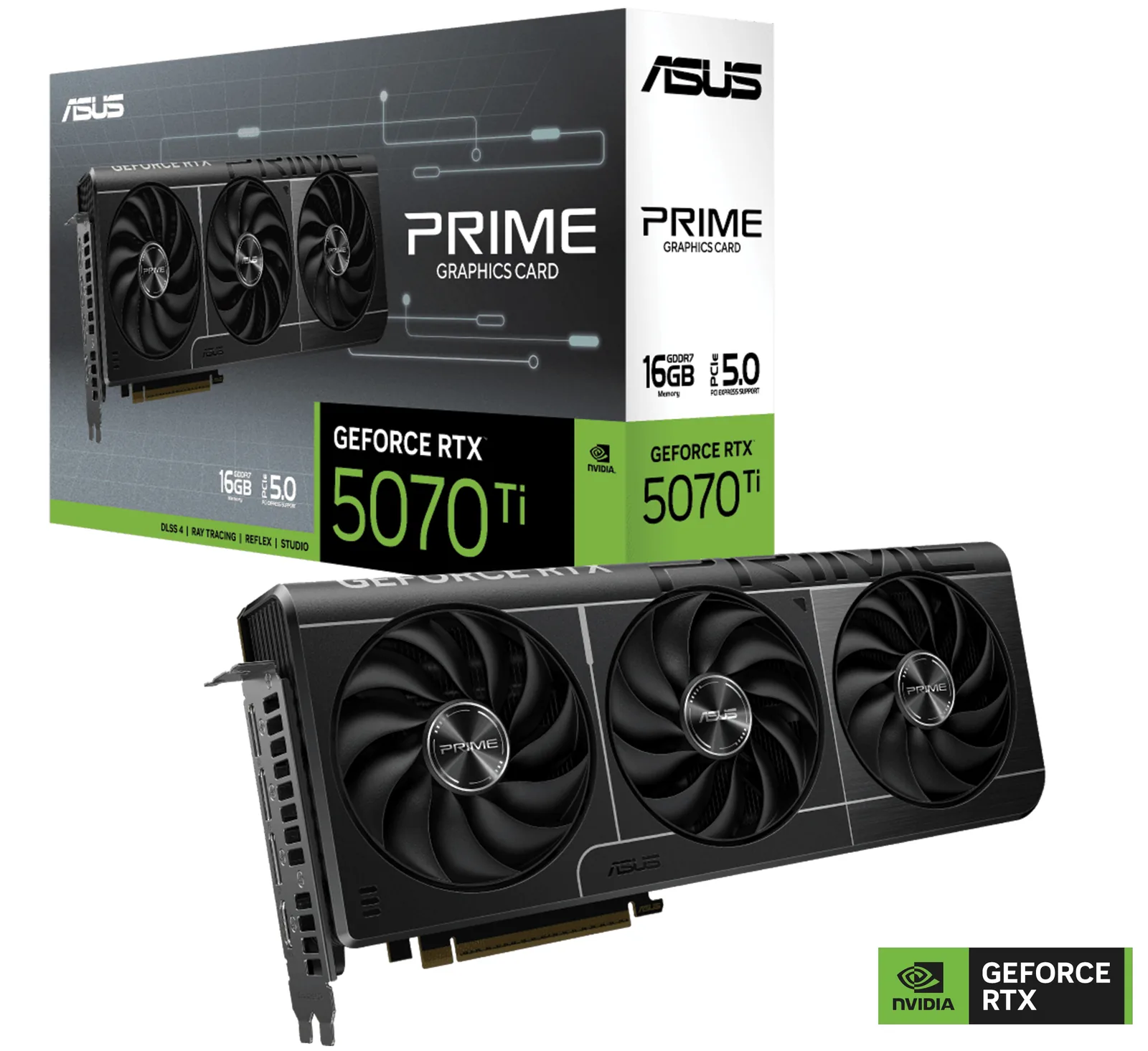 ASUS Prime GeForce RTX 5070 Ti OC Edition Gaming Graphics Card, 16GB GDDR7, PCIe 5.0, Triple Fan Cooling| 90YV0MF0-M0NA00