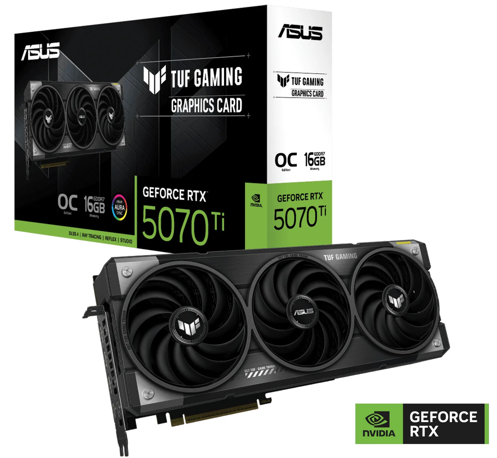 ASUS TUF Gaming GeForce RTX 5070 Ti 16GB GDDR7 OC Edition Graphics card, 16GB GDDR7, 256-bit  28 Gbps, 8960 CUDA Cores, 2610MHz Extreme Clock, NVIDIA Blackwell Architecture | 90YV0MD0-M0NA00