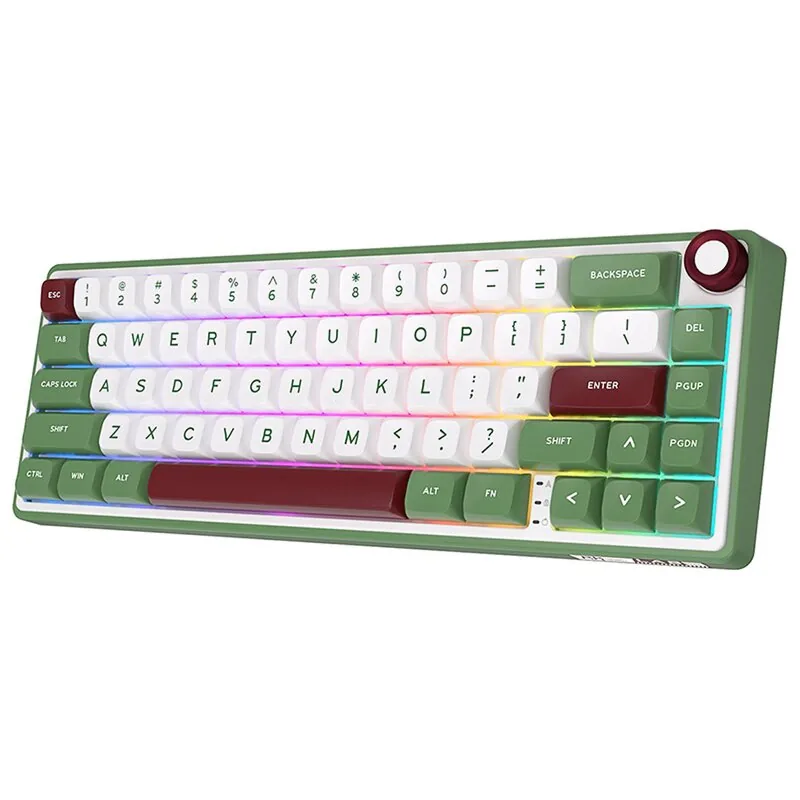 ROYAL KLUDGE R65 RGB Backlit Mechanical Wired Gaming Keyboard, Blue Switch, Green | RKR65-GS-Q