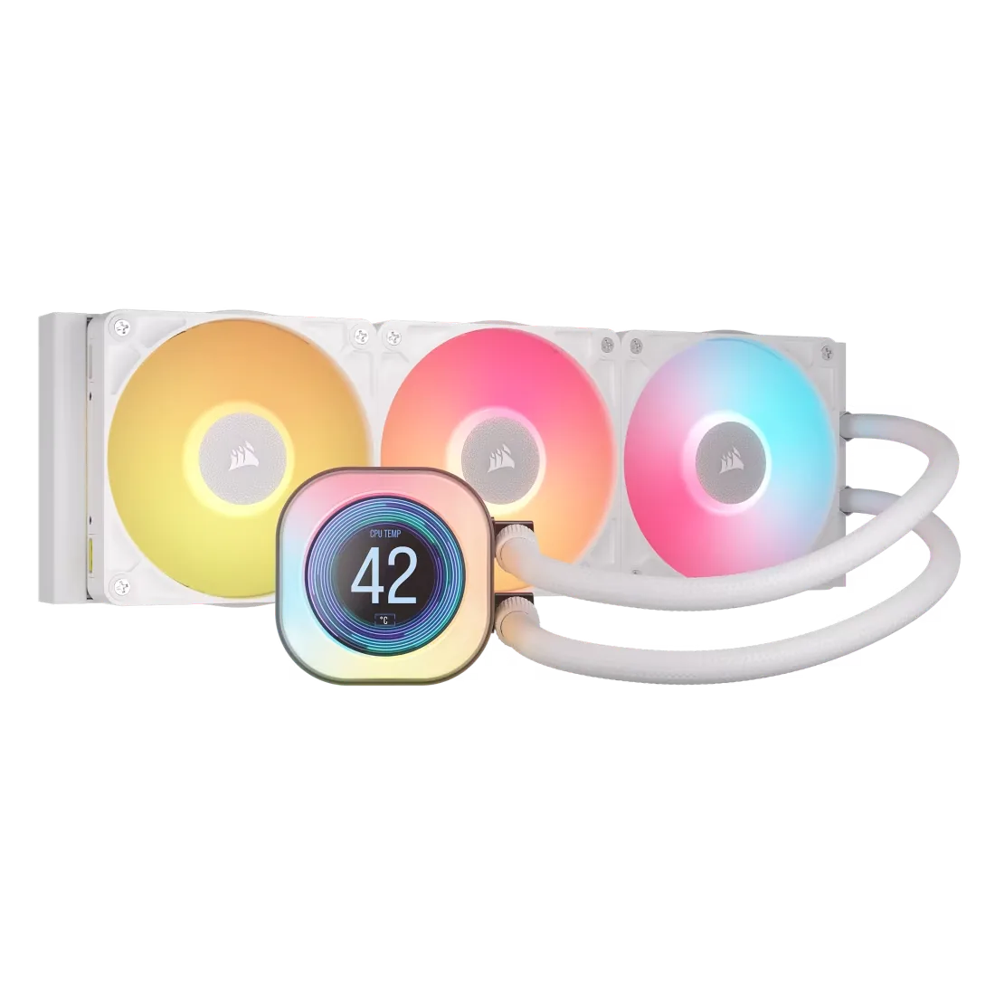 CORSAIR iCUE LINK Titan 360 RX LCD CPU Liquid Cooler, 360mm AIO, Intel LGA 1851/1700, AMD AM5/AM4, iCUE LINK System Hub Included, White | CW-9061023-WW