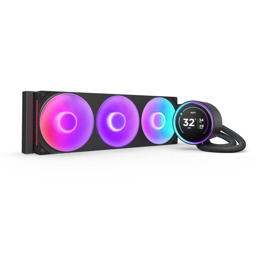 NZXT Kraken Elite 360 RGB 360mm AIO Liquid Cooler,  2.72" IPS LCD & RGB, LGA 1851, 1700 & 1200/115X, Custom-designed NZXT Turbine Pump, Fluid Dynamic Bearing, Black | RL-KR36E-B2