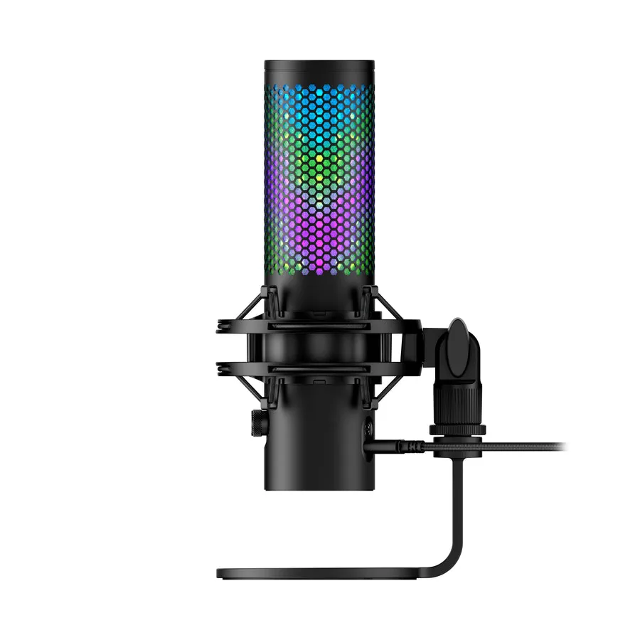 HyperX QuadCast 2 S USB Microphone, with RGB Lighting, Streaming and Podcasting, with On-Board Controls, LED Lighting, Removable Shock Mount, PC, Mac, USB-C - Black | 9A273AA