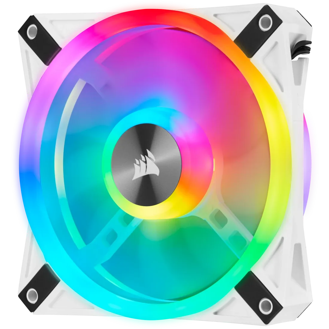Corsair iCUE QL120 RGB 120mm PWM White Fan, Triple Fan Kit with Lighting Node CORE | CO-9050104-WW