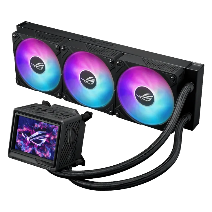 ASUS ROG Ryujin III 360 ARGB Extreme AIO Liquid CPU Cooler, 3.5" Magnetic LCD Display, Asetek Emma Gen 8th V2 Pump, LGA 1851 & AM5 Ready, Black | 90RC0131-M0EAY0