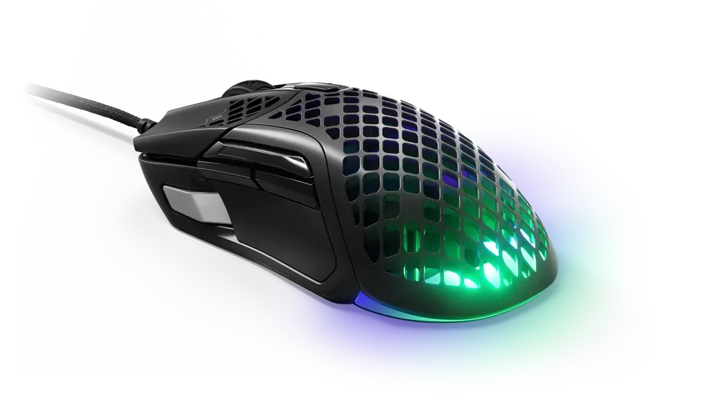 Steelseries Aerox 5 Wired Ultra Lightweight Super-Fast Mouse, with AquaBarrier, Optical Sensor, 400 IPS,  1000Hz / 1 ms, 9 Buttons, Right-Handed | 62401