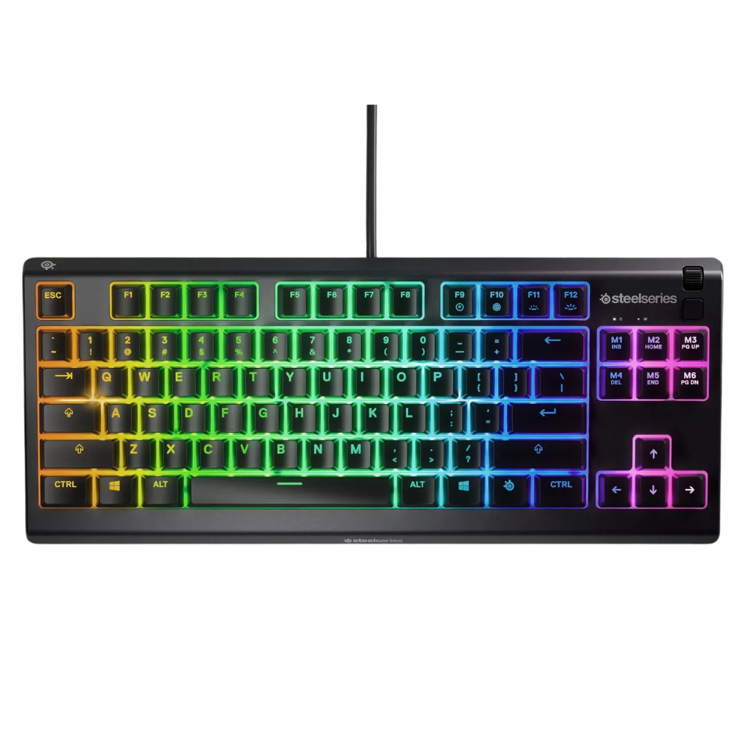Steelseries Apex 3 TKL Water Resistant Quiet Tenkeyless Keyboard with RGB Lighting, High Quality Polymer Frame, 24 Keys N-Key Roll Over,  8-Zone RGB Illumination, Anti-ghosting, Black | 64831