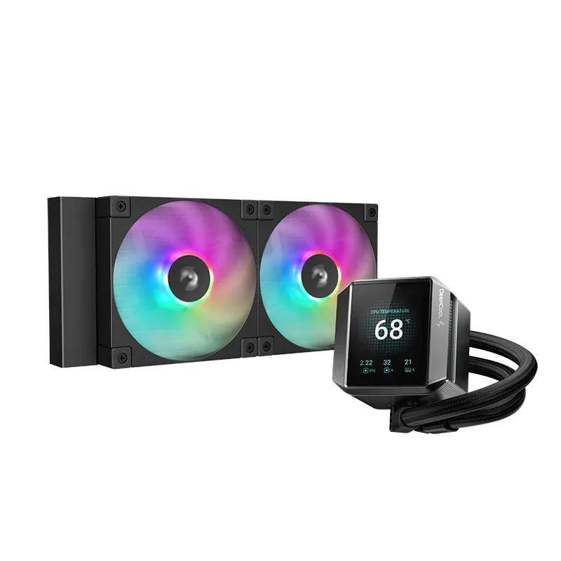 DeepCool Mystique 240 ARGB Liquid CPU Cooler, 2.83" TFT LCD Display, 240mm Radiator, 120mm Fan Size, 2400 RPM, Hydro Bearing Type, 72.04 CFM Airflow, Black | R-LX550-BKADSNC-G-1