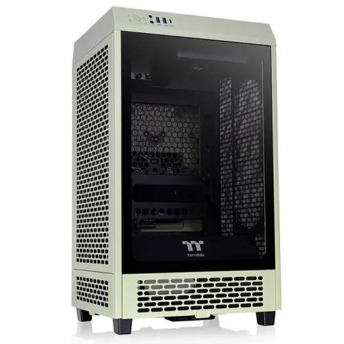 Thermaltake The Tower 200 Matcha Green Mini Computer Case, SPCC+Tempered Glass Material, Up to 280mm Cooler Supports, Up to 4x Fans Support, Removable Dust Filter, Matcha Green | CA-1X9-00SEWN-00