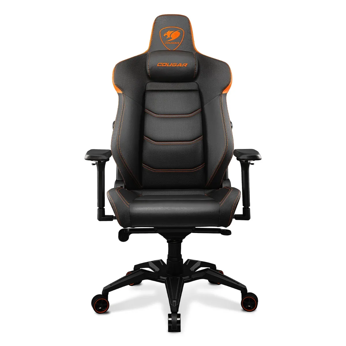 COUGAR ARMOR EVO Gaming Chair, Magnetic neck pillow memory foam, Breathable PVC leather, Full steel frame for sturdy support, 4D adjustable armrest, 5-star base and extra-size wheels, Support up to 160kg, Black | 3MEVOORB.0001