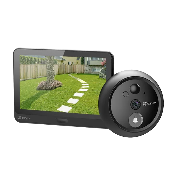 EZVIZ HP4  Wire-free Peephole Doorbell, 1080p Resolution, 155?? Ultra-wide-angle View, Live View & Two-way Video Call, 4.3-inch Color Screen, Night Vision Up to 3m (10ft), 4600mAh, Black | CS-HP4