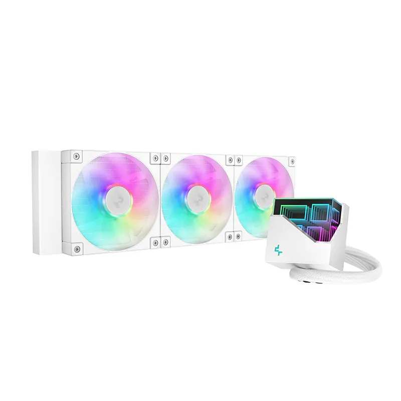 DeepCool LT360 ARGB 360mm Liquid CPU Cooler, 3400 RPM 10% Pump Speed, Addressable RGB LED, Hydro Bearing, White | R-LT360-WHAMNC-G-1