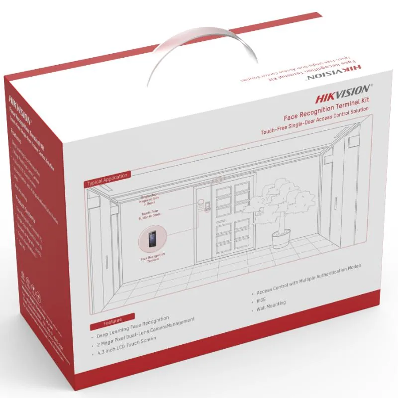 Hikvision DS-KAS541 Face Recognition Terminal Kit, 4.3-inch LCD touch screen, Touch-free single-door access control solution, 2 mega pixel dual-lens camera, Deep learning face recognition, Access control with multiple authentication modes