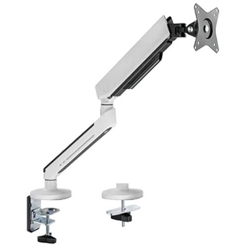 Twisted Minds 17"-32" Single Monitor Arm, Ambient Relaxing RGB Lights, Articulating Aluminum Gas Spring Monitor Stand, Detachable VESA, C-Clamp, Grommet, Cable Management | TM-54-C06-W
