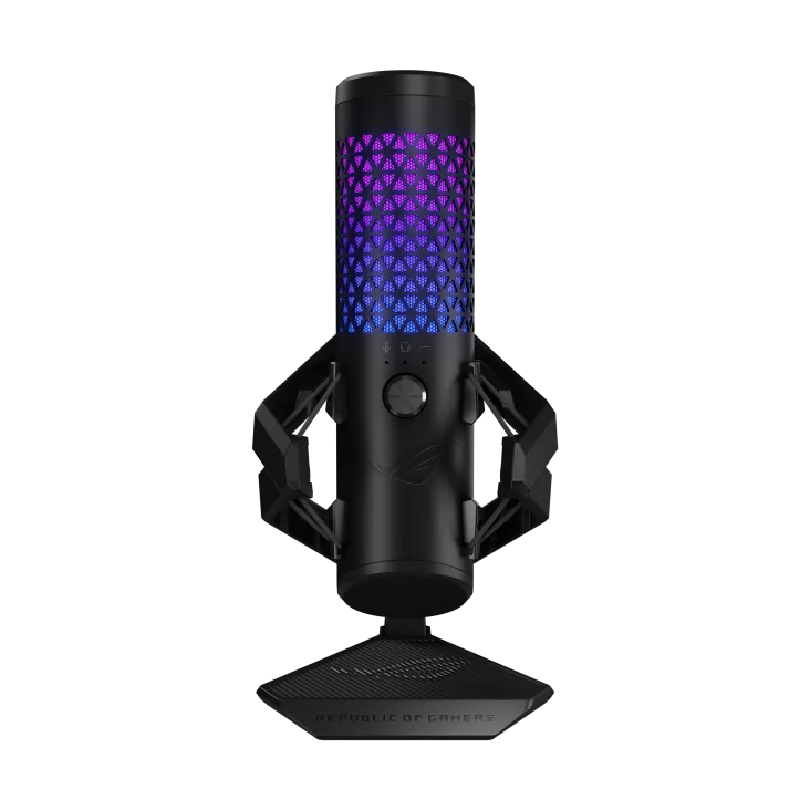 Asus Rog Carnyx Professional Cardioid Condenser Gaming Microphone, Studio-grade 25 Mm Condenser Capsule, 192 Khz / 24-bit Sampling Rate, High-pass Filter, Built-in Pop Filter, Premium Metal Shock Mount, Asus Aura Sync Rgb Lighting, Black | 90YH03Z0-BAUA00