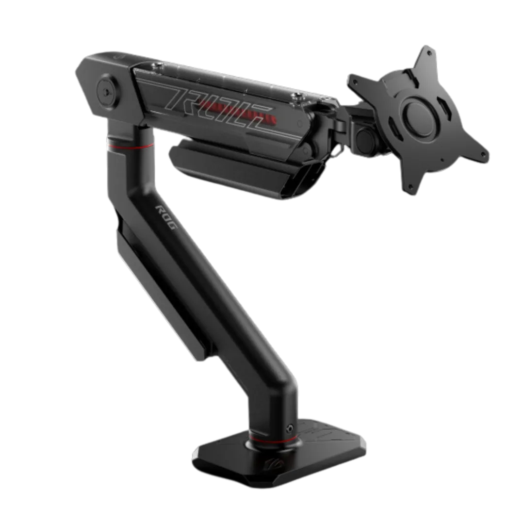 ASUS ROG Ergo Monitor Mount AAS01 Monitor Arm, Up to 11.5kg Max Weight Capacity (8.5kg for Curved Monitors), Up to 39" Screen Size, 100 x 100 VESA, 360 Rotation, Black | 90LA00Q0-B01170