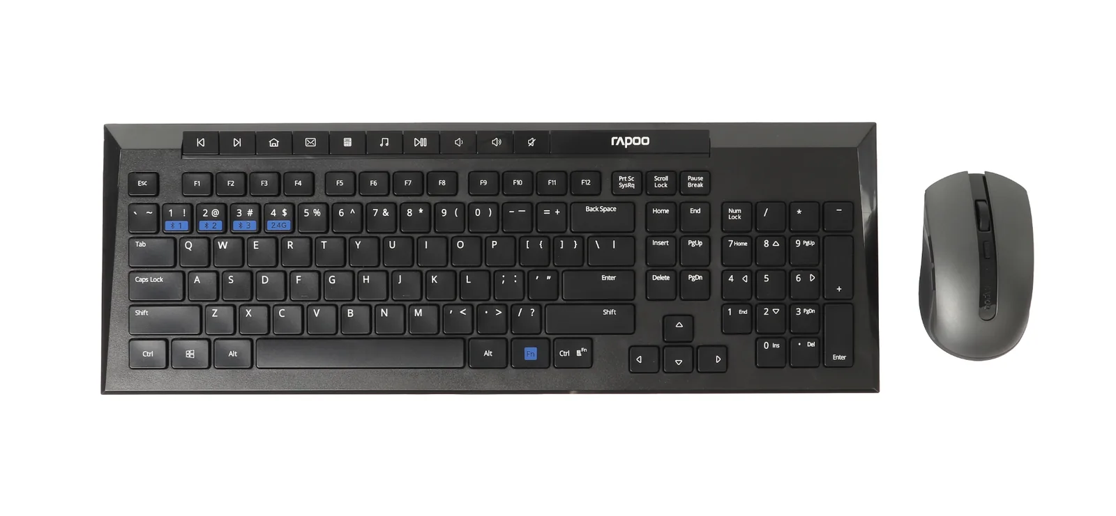 Rapoo 8200M multi-mode wireless keyboard & mouse Black, (Arabic & English) Blutooth.