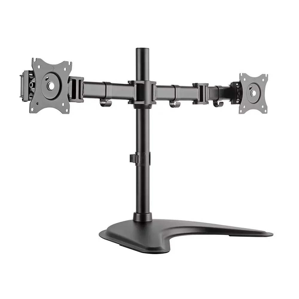 Skill Tech Dual-Monitor Steel Articulating Monitor Stand, 13" to 27" Screen Sizes, Up to 8kg Weight Capacity, Powder Coating Finish, Aluminum + Steel Materials, 360?? Rotary VESA, Desk Mount, Black | SH070 T024,