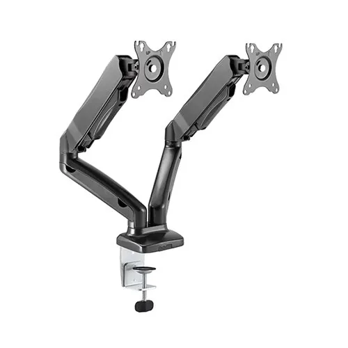 Skill Tech Dual Monitor Thin Gas Spring Dual Monitor Arm, 13" - 32" Screen Sizes, 6kg Weight Capacity, Up to 180?? Rotation, 2 Mounting Options, Spring-Assisted Mechanism, Black | SH-130C024