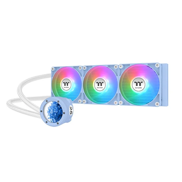 Thermaltake TH360 V2 Ultra ARGB Sync All-In-One Liquid Cooler, 2.1" TFT-LCD Display, 360mm Radiator, 2000 RPM Fan Speed, 57.05 CFM Fan Airflow, Hydrangea Blue | CL-W420-PL12BU-A