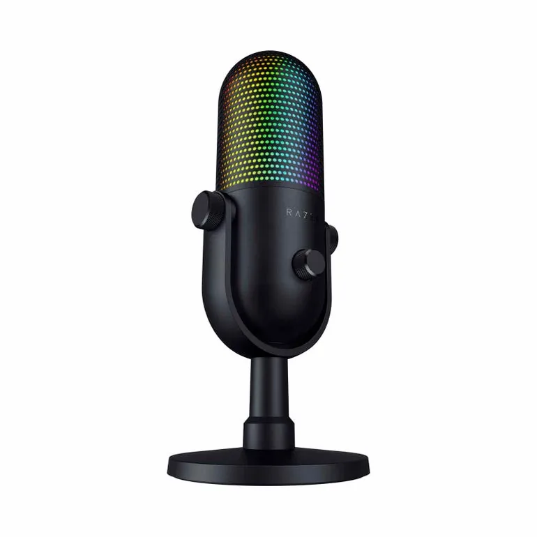 Razer Seiren V3 Chroma Condenser Microphone, 16mm Condenser Capsule, Supercardioid Polar Patterns, Multi-Function Tap-to-Mute Sensor, Type-A to Type-C USB, Black | RZ19-05060100-R3M1