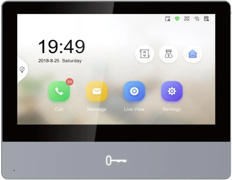 Hikvision DS-KH8350-WTE1 KH8 Series Indoor Station, 7-inch IPS touch screen with 1024 ?? 600 resolution, Convenient Hik-Connect APP Mobile Control, Receive calls, open the door and live view remotely, Support voice messages when no response Device