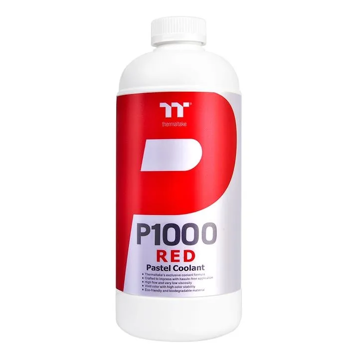 Thermaltake P1000 Pastel Coolant, 1000ml Red pastel based non-transparent and high performance coolant for PC water-cooling, offering superb protection for copper, nickel, brass, and aluminum | CL-W246-OS00RE-A