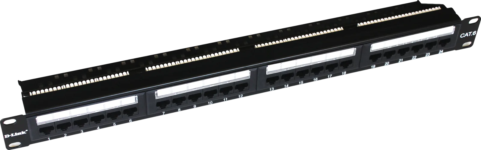 D-Link Cat6 UTP Fully Loaded Patch Panel, Suitable for 22-26 AWG stranded and solid wire, compatible with both 110& Krone punch down tools | NPP-C61BLK241