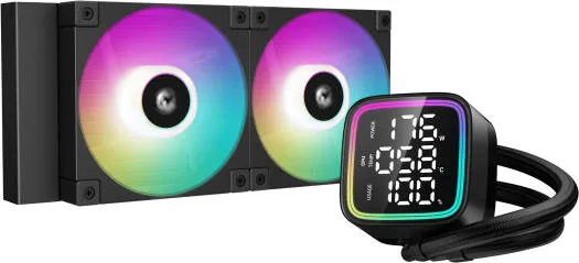 DeepCool LD240 Optimized 240mm Liquid CPU Cooler with Multiline LED Digital Display, 2x 120mm FD12 ARGB Fans, 2400 RPM Fan Speed, Real-Time CPU Status,  72.04 CFM Airflow, Black | R-LD240-BKMSN-G-1