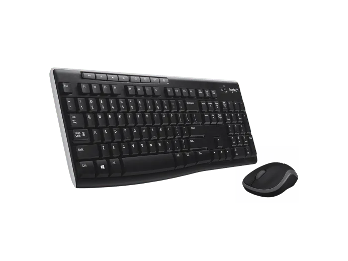 Logitech MK270 Full-size wireless combo Keyboard and Mouse, English Arabic Layout, Long Battery Life, 1000 DPI Resolution, Multimedia Keys, Compact Design, Black | 920-004519