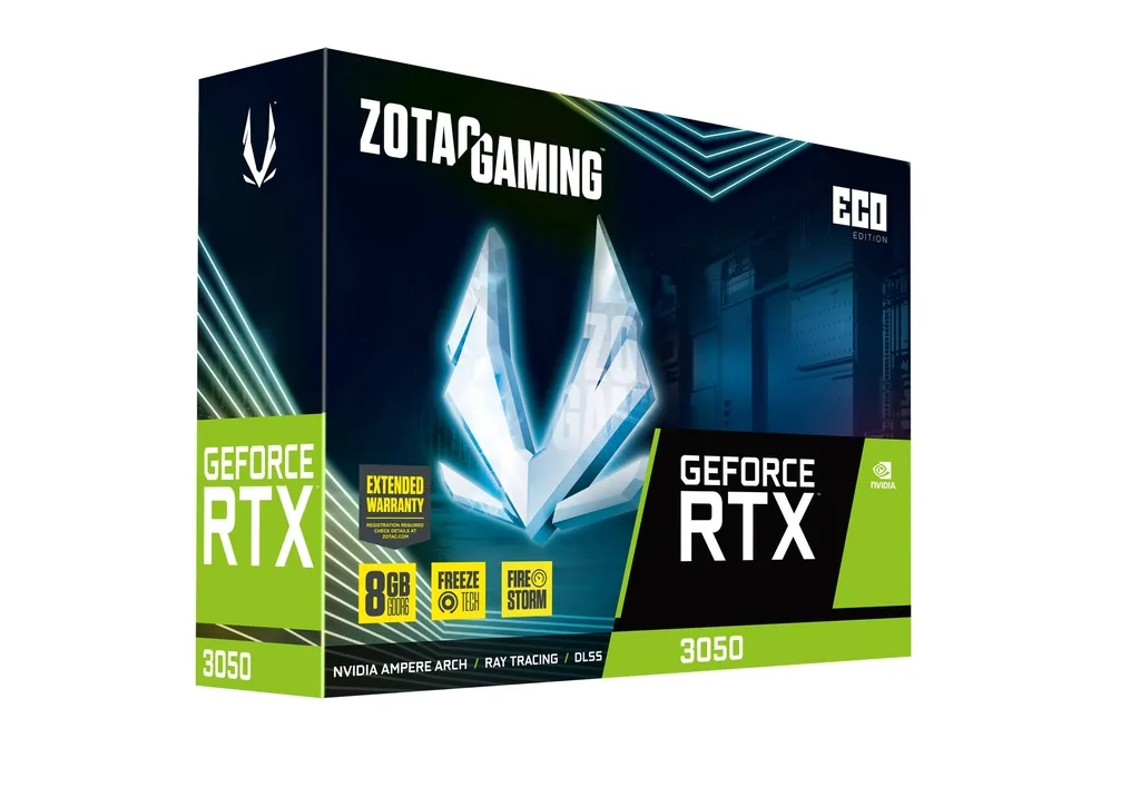 ZOTAC GAMING GEFORCE RTX 3050 8GB GDDR6 ECO Graphics Card - Black | ZT-A30500K-10M