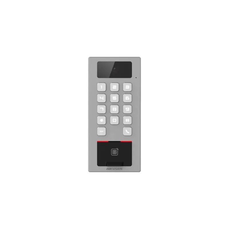 Hikvision DS-K1T502DBFWX-C Access Control Terminal. Manage access control and intercom functions in one device; IP65 & IK09 protections, Supports (card, fingerprint, PIN, etc.)