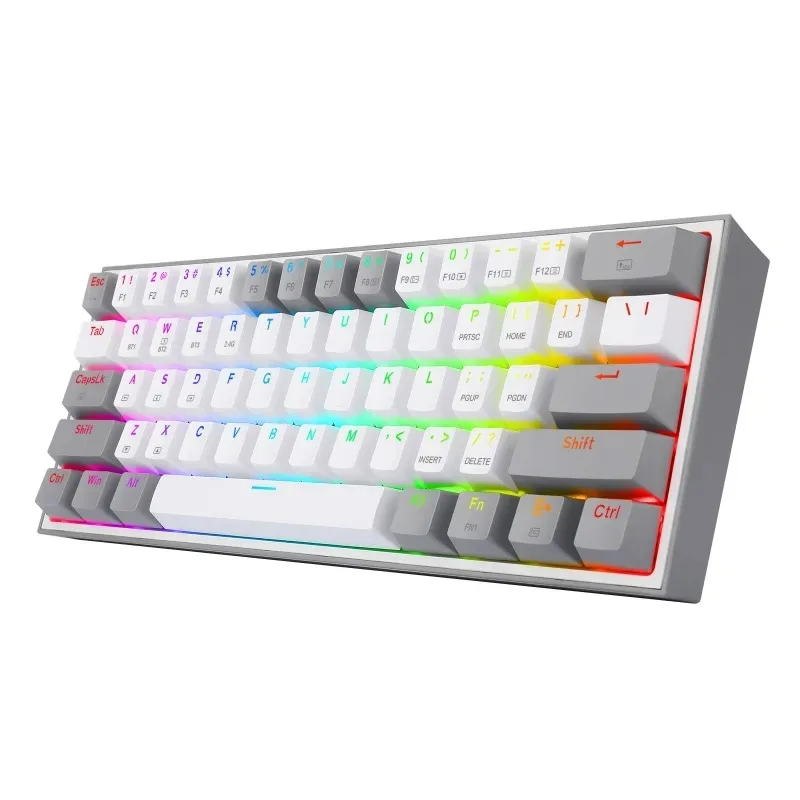 edragon Fizz Pro RGB Mechanical Mode Gaming Keyboard, Bluetooth / USB Interface, 61 Counting Keys, English, White Gray | K616-RGB