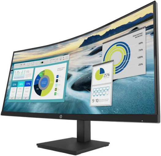 HP P34hc G4 WQHD USB-C 34" Curved Monitor, WQHD (3440 x 1440) VA Display, 100 Hz Refresh Rate, 5ms Response Time, 85% NTSC, Height Adjustable, DisplayPort, HDMI & USB Type-C, Black | 21Y56AS  3YEAR WARRANTY
