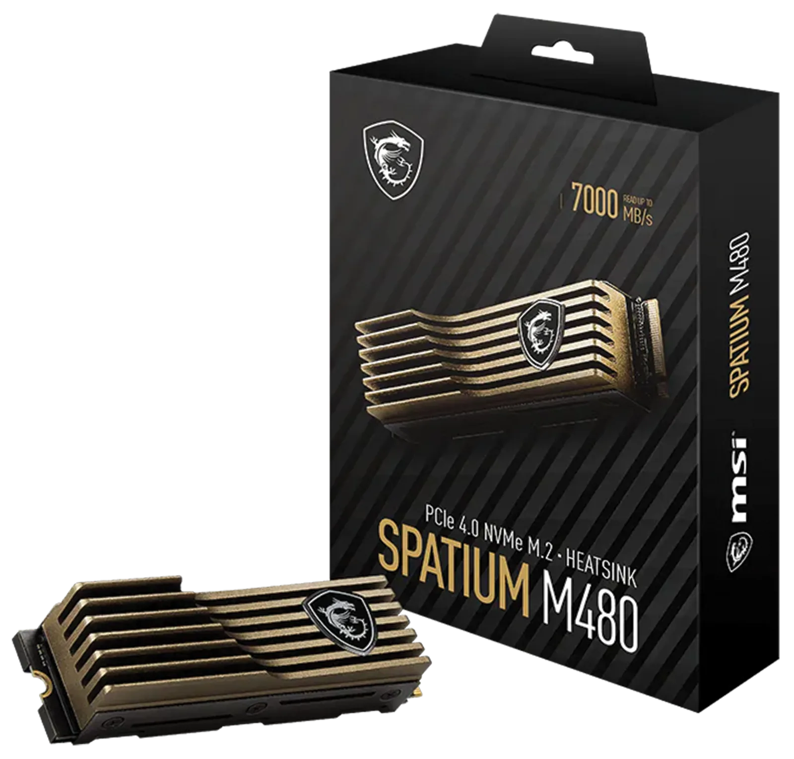 MSI SPATIUM M480 1TB PCIe 4.0 NVMe M.2 SSD with Heatsink, Up to 7000 MB/s Read, 3D NAND, DRAM Cache | M480
