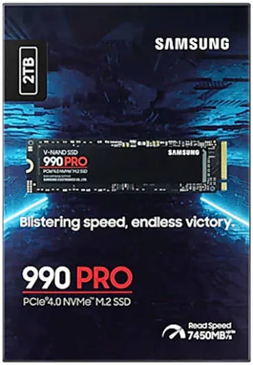 Samsung 990 Pro 2 TB NVMe M.2 Internal SSD, PCIe Gen 4.0 x4, NVMe 2.0, 1.5 Million Hrs Reliability (MTBF), S.M.A.R.T Support Supported, 7450 MB/s Sequential Read Speed, 6900 MB/s Sequential Write Speed, 3.3 Voltage, V-NAND 3-bit MLC,  | MZ-V9P2T0BW