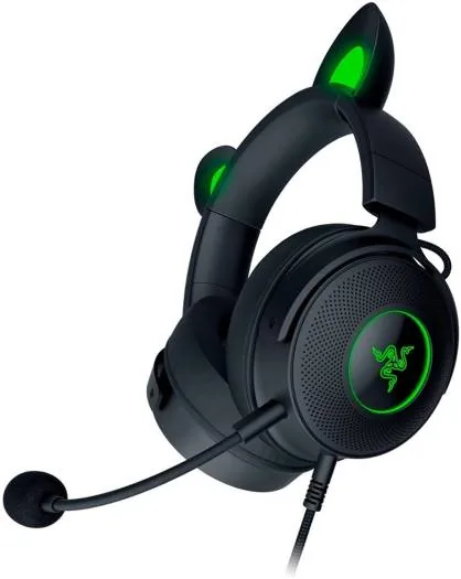 Razer Kraken Kitty V2 Pro Gaming Headphones, 50mm Razer TriForce Titanium, Passive Noise Cancellation, Unidirectional Pick-Up Pattern, USB Type-A Connectivity, Black | RZ04-04510100-R3M1