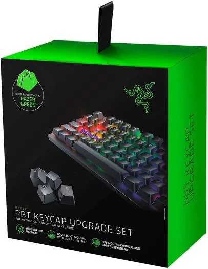 Razer PBT Keycap Upgrade Set, Doubleshot Molding With Ultra-Thin Font, Fits All Mechanical and Optical Keyboards, US and UK Layout, Green | RC21-01490400-R3M1