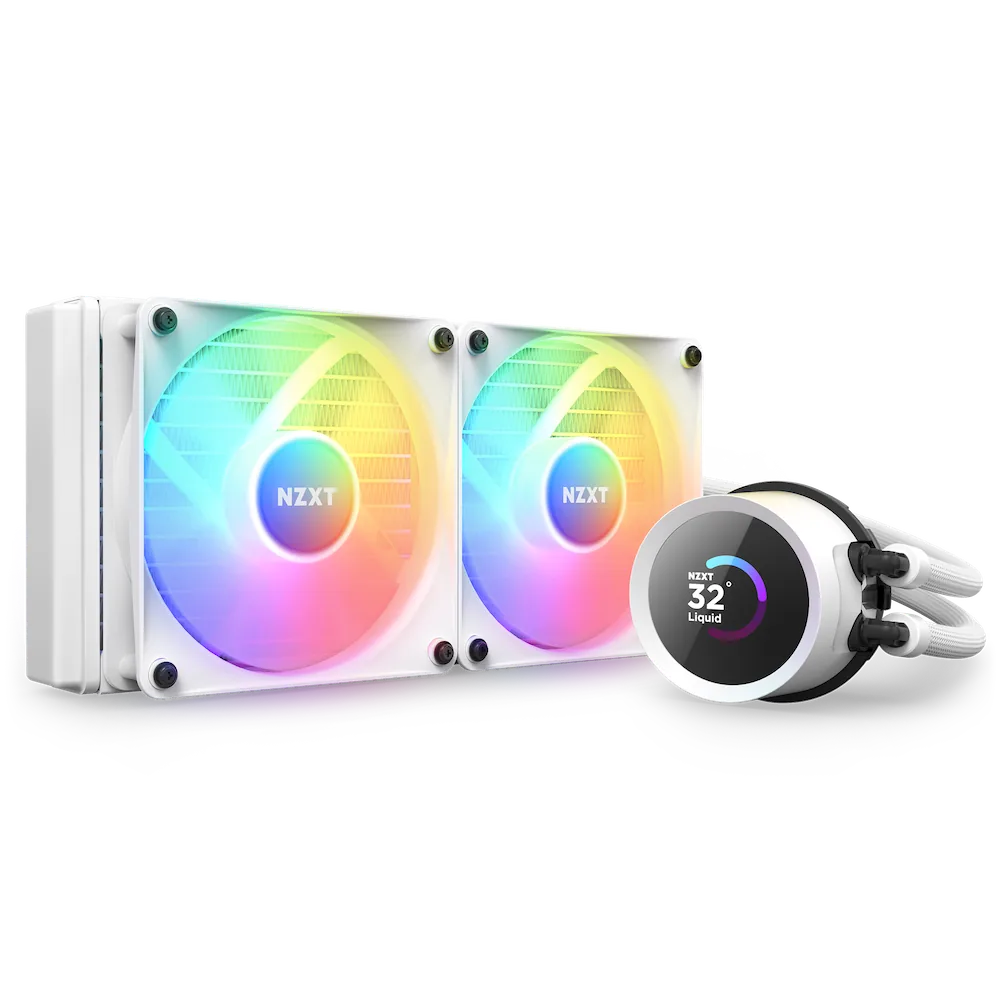 Nzxt Kraken 240 RGB 240mm AIO LCD Display CPU Liquid Cooler - White | RL-KR240-W1