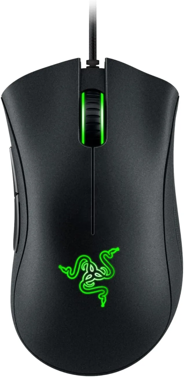 Razer DeathAdder Essential Wired Gaming Mouse with 6,400 DPI Optical Sensor, 5 Prog Buttons, Mechanical Switches, Ergonomic Form Factor, Standard Stock Feet, 10M Clicks, Black | RZ01-03850100-R3M1