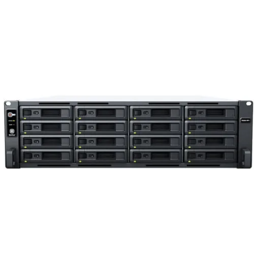 Synology RackStation 3U 16-Bay Rackmount NAS, AMD Ryzen V1500B CPU, 4GB DDR4 ECC Memory, 16 Drive Bays, 4x Gigabit Ethernet Ports, 2200 MB/s Read Speed, 1164 MB/s Write Speed, PCIe 3.0 | RS2821RP+