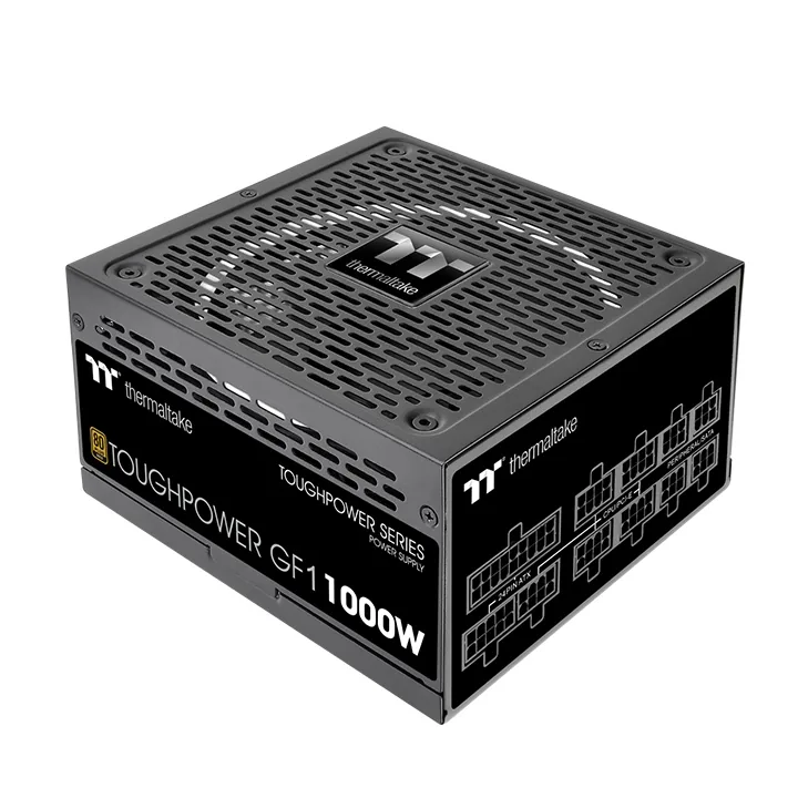Thermaltake Toughpower GF1 1000 Watt Power Supply, Full Modular, 80 Plus Gold, PSU, Single Rail, 83.3A, 140mm Fan, ATX, Black | PS-TPD-1000FNFAGK-1