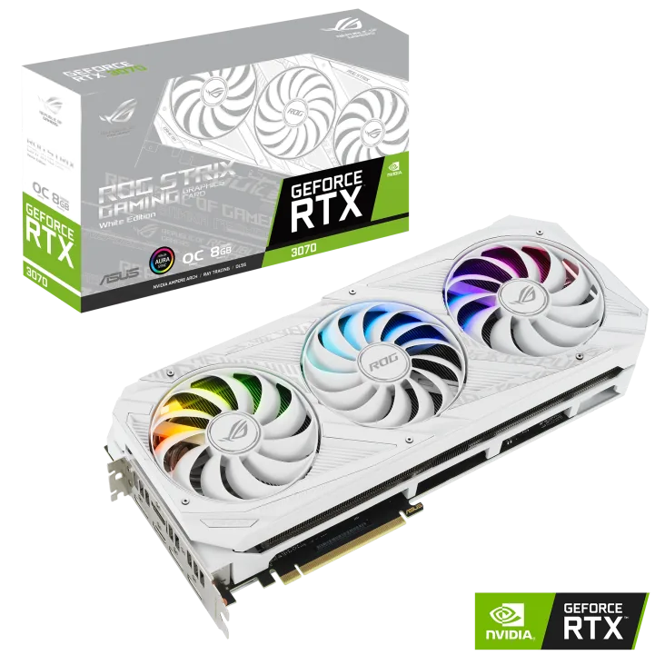 ROG Strix GeForce RTX 3070 White Edition Graphic card, PCI, ARGB, 7680 x 4320,  8GB GDDR6,  OpenGL 4.6, 256-bit | 90YV0FR9-M0N00A