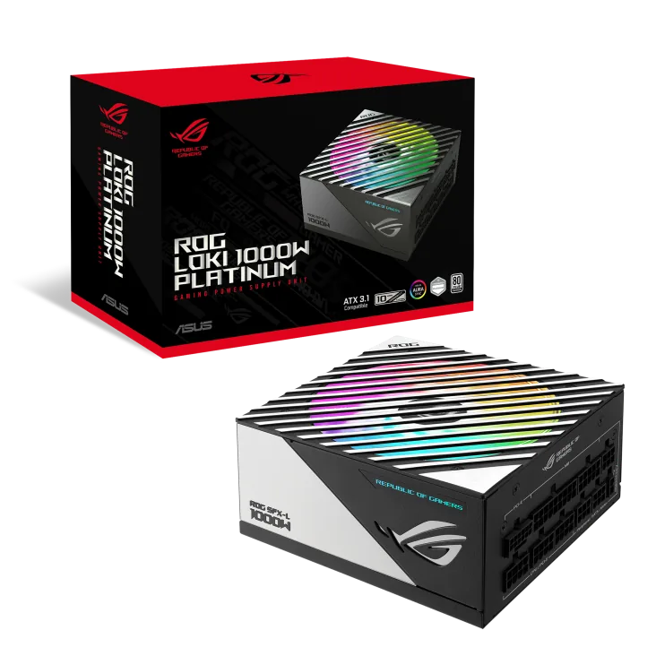 Asus Rog Loki SFX-L 1000W Power Supply Unit, 80 Plus Platinum, Fully Modular, PCIe Gen 5.0, 120mm ARGB-Illuminated Fan & Aura Sync, ROG Heatsinks, 0dB Fan Button, Black | 90YE00N1-B0NA00