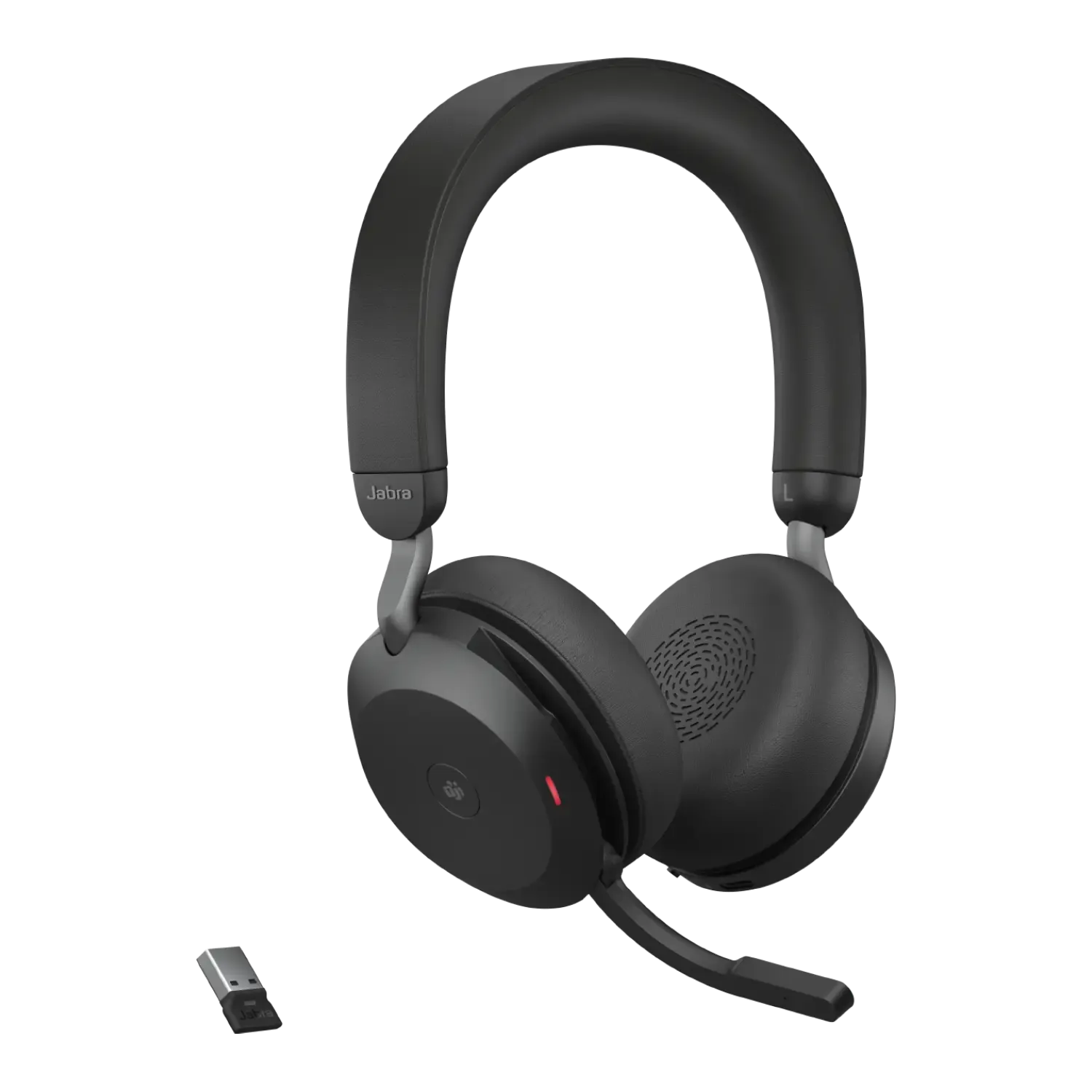 Jabra Evolve2 75 Wireless PC Headset with 8-Microphone Technology - Dual Foam Stereo Headphones with Advanced Active Noise Cancellation, USB-A Bluetooth Adapter and MS Teams-compatibility, Black | 27599-999-999