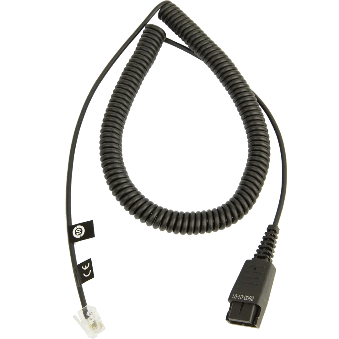 Jabra Quick Disconnect (QD) to Modular (RJ) Coiled Bottom Cord | 8800-01-37
