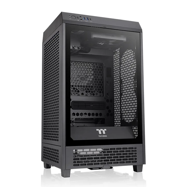 Thermaltake The Tower 200 Mini Computer Case, SPCC+Tempered Glass Material, Supports Up to 280mm Radiator, Up to 4 Fans Support, Removable Dust Filter-Black