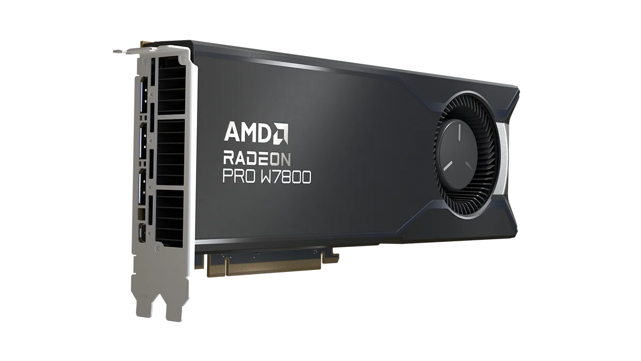 AMD Radeon Pro W7800 Professional Graphics Card, 32GB GDDR6 256-bit Memory, Up to 576 GB/s Memory Bandwidth, 4480 Stream Processors, PCIe 4.0, DisplayPort 2.1, Mini DisplayPort 2.1